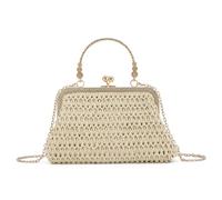 SUKUTU Evening Straw Women Braided Clutch Bag Shoulder Bag Lined Beach Bag, beige, 21 cm x 14 cm x 6 cm