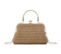 SUKUTU Straw Clutch Evening Handbag for Women Woven Bag Lining Summer Beach Shoulder Purse, khaki, 21 cm x 14 cm x 6 cm