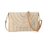 SUKUTU Straw Shoulder Bag for Women Woven Beach Handbag Clutch Bag Straw Wallet, blue, Elegant Bohemian