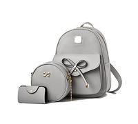 SUKUTU Women's Backpack Waterproof PU Leather Fashion School Bags 3 Pieces Girls Bowknot Cute Mini Daypack Shoulder Bags, gray, standard size, Rucksack