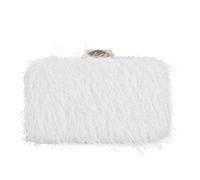 SUKUTU Women's Feather Evening Bag Shoulder Box Bag with Chain Tassel for Wedding and Party, white, Contemporary with a touch of glamour