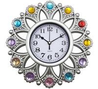 SUKYING Silver Sunflower Wall Clock,10 Inch Small Analog Wall Clock Battery Operated, Boho Decorative Wall Clock for Kitchen, Home Kitchen, Living Room, Bathroom