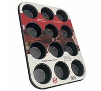 SUL 12CUP Non Stick Muffin Tray Baking Moulds, Cupcake Trays for Baking Yorkshire Pudding, Mince Pie Baking Sweet Treats - Black