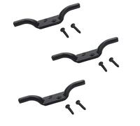 SUL Cleat Hook 100mm Heavy Duty Black Coated Rope Cord Cleat Hook, Halyard Rope Cleat Hook Flagpole Trailer Rope Roman Blind Cord Hooks Cleat Hooks for Washing Line with Screws - 4 inch (3)