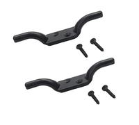 SUL Cleat Hook 100mm Heavy Duty Black Coated Rope Cord Cleat Hook, Halyard Rope Cleat Hook Flagpole Trailer Rope Roman Blind Cord Hooks Cleat Hooks for Washing Line with Screws - 4 inch (2)