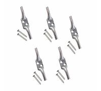 SUL Cleat Hook 100mm Heavy Duty Galvanised Rope Cord Cleat Hook, Flagpole Trailer Rope Tiebacks Roman Blind Cord Hooks for Washing Line with Screws - 4 Inch (5 PK), Silver