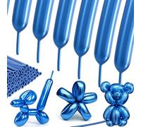 SULALABOO 260 Long Balloons Blue Metallic 100PCS, Latex Shiny Balloon to Twisting Flowers Animals Decorations for Birthday Anniversary Wedding or Other Party Events and Festivals DIY