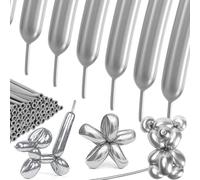 SULALABOO 260 Long Balloons Silver Metallic 100PCS, Latex Shiny Balloon to Twisting Flowers Animals Decorations for Birthday Anniversary Wedding or Other Party Events and Festivals DIY