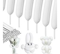 SULALABOO 260 Long Balloons White 100PCS, Latex Shiny Balloon to Twisting Flowers Animals Decorations for Birthday Anniversary Wedding or Other Party Events and Festivals DIY