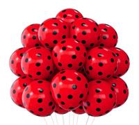 SULALABOO 60PCS Red Black Polka Dot Balloons, Ladybird Ladybug Balloons 12 Inch Latex Helium Round Party Balloons Kit for Ladybug Themed Birthday Wedding Graduation Party Decorations