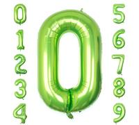 SULALABOO Lime Green Number 0 Balloon Big Large Foil Helium 40 Inch 0-9