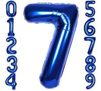 SULALABOO Navy Blue Number 7 Balloon Big Large Foil Helium 40 Inch 0-9