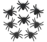 sulanmo 8 PCS Black and Grey Halloween Spider Decoration Fake Spider Hairy Plastic Spider for Halloween Carnival Decorations,Home Party Decorations, Scary Joke Prank Props