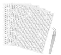 Sularpek 2542 Pcs Gem Stickers, 5 Sheets Self Adhesive Gems, Acrylic Crystal Gems Sheets, Rhinestone Stickers for Craft DIY Nail Facial Nail Makeup Decoration, with Pick Up Tweezer(3/4/5/6mm)