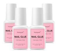 Sularpek 4 * 8ml Nail Glue Extra Strong, Nail Glue with Brush for Nail Repair, Quick Dry Long Lasting Nail Tip Adhesive Bond Glue, Professional False Nail Adhesive Glue for Salon & Home Use