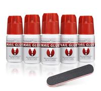 Sularpek 5pcs*5g Extra-Strong Nail Glue for Acrylic Nails, Quick Dry Nail Tip Adhesive Bond Glue With Nail File, for Nail Tips Rhinestones Nail Art Decoration Nail Glue