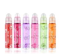 Sularpek 6 Pcs Hydrating Lip Glow Oil, Roll On Lip Gloss Set, Fruit Flavored Lip Gloss Set, Transparent Plumping Lip Gloss Natural Shiny, Lipstick Long Lasting Lip Care for Women & Girl