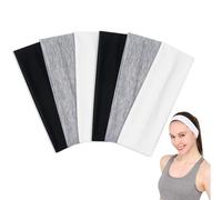 Sularpek 7.5cm Wide Headbands, 6 Pack Plain Stretchy Head Band, Breathable Hair Band for Sweat-Wicking, Unisex Headbands for Women’s Hair for Doing Workout, Yoga, Makeup, Running