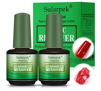 sularpek Gel Acrylic Nail Polish Remover, 2pcs Fast Gel Polish Remover, 15ml Professional Gel Remover, Gel Nail Remover Peel off in 3-6 minutes, Quickly Easily Clean,No Damage To Nails