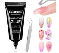 Sularpek Rhinestone Glue 30g, 3D Nail Sculpting Gel, Strong Adhesive Gel for Gem, Nail Art Glue for Rhinestones Crystal Stones Jewels Diamonds, for Salon & Home, Nail Lamp Required