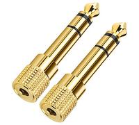 Sulens Headphones Adapter for Piano Keyboard, 2-Pack 3.5mm 1/8'' Female to 6.35mm 1/4'' Male Jack Plug Stereo Adapter Gold Plated for Electronic Piano, Guitar, Drum
