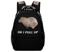SULEUX Ok I Pull Up Capybara Backpack School Bookbag Travel Casual Daypack For Girls Boys 16.5 Inch, One Size