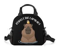 SULEUX Respect The Capybara Lunch Box Large Capacity Lunch Bag Leakproof Reusable Tote Bag with Double Zipper Strap Adjustable Durable Lunch Bags for Adults Outdoors