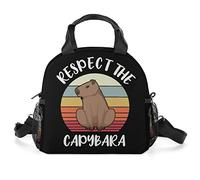 SULEUX Respect The Capybara Lunch Box Large Capacity Lunch Bag Leakproof Reusable Tote Bag with Double Zipper Strap Adjustable Durable Lunch Bags for Adults Outdoors