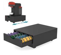 Suli Capsule Organizer,Coffee Pod Holder for Pods, Coffee Capsule Storage Organizer,Coffee Pod Organizer for Countertop,Storage Rack with Drawer, 1 Tier,52 Pods,Wood,Black