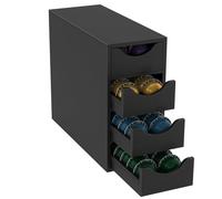 Suli Coffee Pod Holder, Coffee Capsule Storage Organizer,Coffee Pod Organizer for Countertop,Storage Rack with Drawer, 4 Tier,104 Pods,Wood,Black
