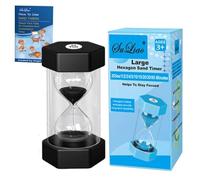 SuLiao Hourglass 90 Minute Sand Timer for Kids, Large 6.3 Inch Unbreakable Sand Clock, Blue Plastic Sand Watch 90 Min, Colorful Hour Glass Sandglass for Classroom Games Kitchen (Pack of 2)