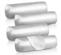 SULICRE 4 Pack Neck Roll Pillow Case, Satin Neck Pillow Covers with Zipper, Round Bolster Pillow Cover for Sleeping, Cylinder Cervical Neck Roll Pillowcases Only (Gray, 18 x 6 inches)