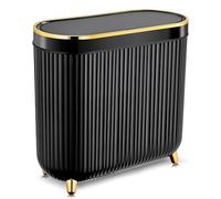 SULIFEEL Bathroom Trash Can with Lid 3.2 Gallon/12L Waterproof Garbage Can Plastic Kithen Bin, Slim for Small Spaces, Bathroom, Kitchen, Office-Black