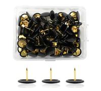 SULIVES 100 Pcs Black Drawing Pins - 0.41 * 0.35inch Round Head Thumbtacks, Push Pins for Cork Board, Maps, Wall Decor, and Bulletin Boards