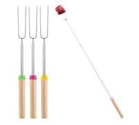 SULIVES 4 Pack Marshmallow Toasting Forks Kit - Extendable Stainless Steel Smores Sticks for BBQ and Campfire - Retractable Outdoor Campfire Accessories for Roasting Marshmallows and Hot Dogs