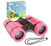 SULIVES Binoculars for Kids with 4X Magnification, for 4-12 Years Old Child, Educational Toy for Girls and Boys, Perfect for Outdoor Observation and Sparking Curiosity in Children(Pink)