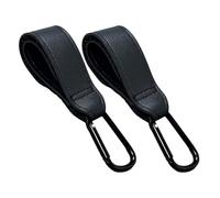 SULIVES Pram Hook Clips, 2 Pcs Buggy Clips for Stroller, Heavy-Duty Pram Hooks for Bags, Leather Pram Clips, Pushchair Carabiner Clips for Hanging Diaper Bags, Shopping Bags, and Backpacks