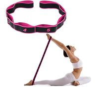 SULIVES Yoga Straps for Stretching, Back Pain & Gymnastics Equipment, Highly Elastic Yoga Stretching Strap with 8 Loops for Stretch Bands, Physical Therapy, Yoga, Dance, Flexibility Training, Rose Red