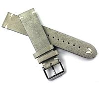 Sulla 20 mm Men's Leather Watch Strap Vintage Aviator BS White Stitching Grey