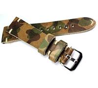 Sulla 22 mm Rios1931 Handmade Leather Hand-Made Retro Look Strap Band White Stitching 22/18 mm Camouflage Green Coumuflage Green BS