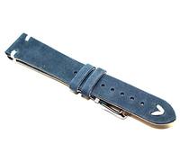 Sulla BS Men's Leather Watch Strap White Stitching Navy Blue 19 mm, blue, Vintage