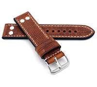 Sulla RIOS 1931 22 mm Men's Leather German Watch Strap with Rivets Brown NT, Strap.