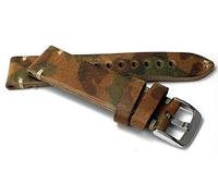 Sulla RIOS1931 German Handmade Leather Strap White Stitching Retro Look Camouflage Colour 22 mm, 22 mm, Retro