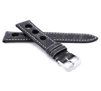 Sulla RIOS1931 Kaluga Rallye Vintage Cowhide Leather Watch Strap Handmade in Germany Robust, Scratched Black, 18mm