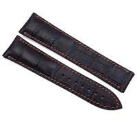Sulla RIOS1931 Leather Watch Strap with Alligator Embossing Compatible with Omega Folding Clasp White Stitching, 22 mm, Leather, No Gemstone