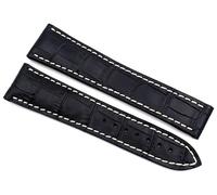 Sulla RIOS1931 Leather Watch Strap with Alligator Embossing Compatible with Omega Folding Clasp White Stitching, 20 mm, Leather, No Gemstone