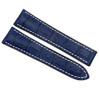 Sulla RIOS1931 Leather Watch Strap with Alligator Embossing Compatible with Omega Folding Clasp White Stitching, 22 mm, Leather, No Gemstone