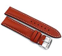 Sulla RIOS1931 Sochi Classic Juchten Leather Bracelet Handmade and Hand-Stitched in Germany White Stitching, Cognac white stitching, 18mm