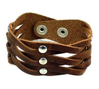 Sulla Wide leather bracelet, fashionable leather bracelet with press studs, handmade in Germany, for the wrist bangle for men brown