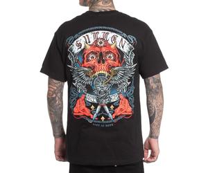 Sullen Men's Fast as Hell Hell on Wheels Capsule Tattoo Lifestyle Graphic Standard Short Sleeve Tee, Black, Large